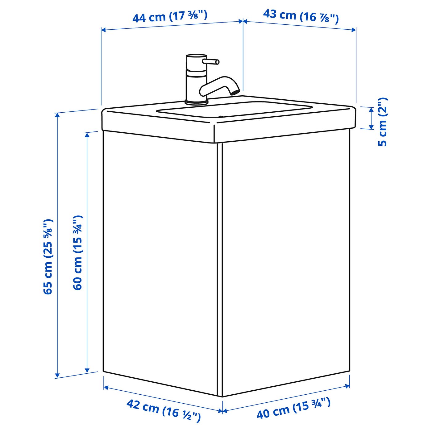 ENHET / TVÄLLEN Szaf pod umyw z drz/umyw/bateria - biały/blady szarozielony 44x43x65 cm